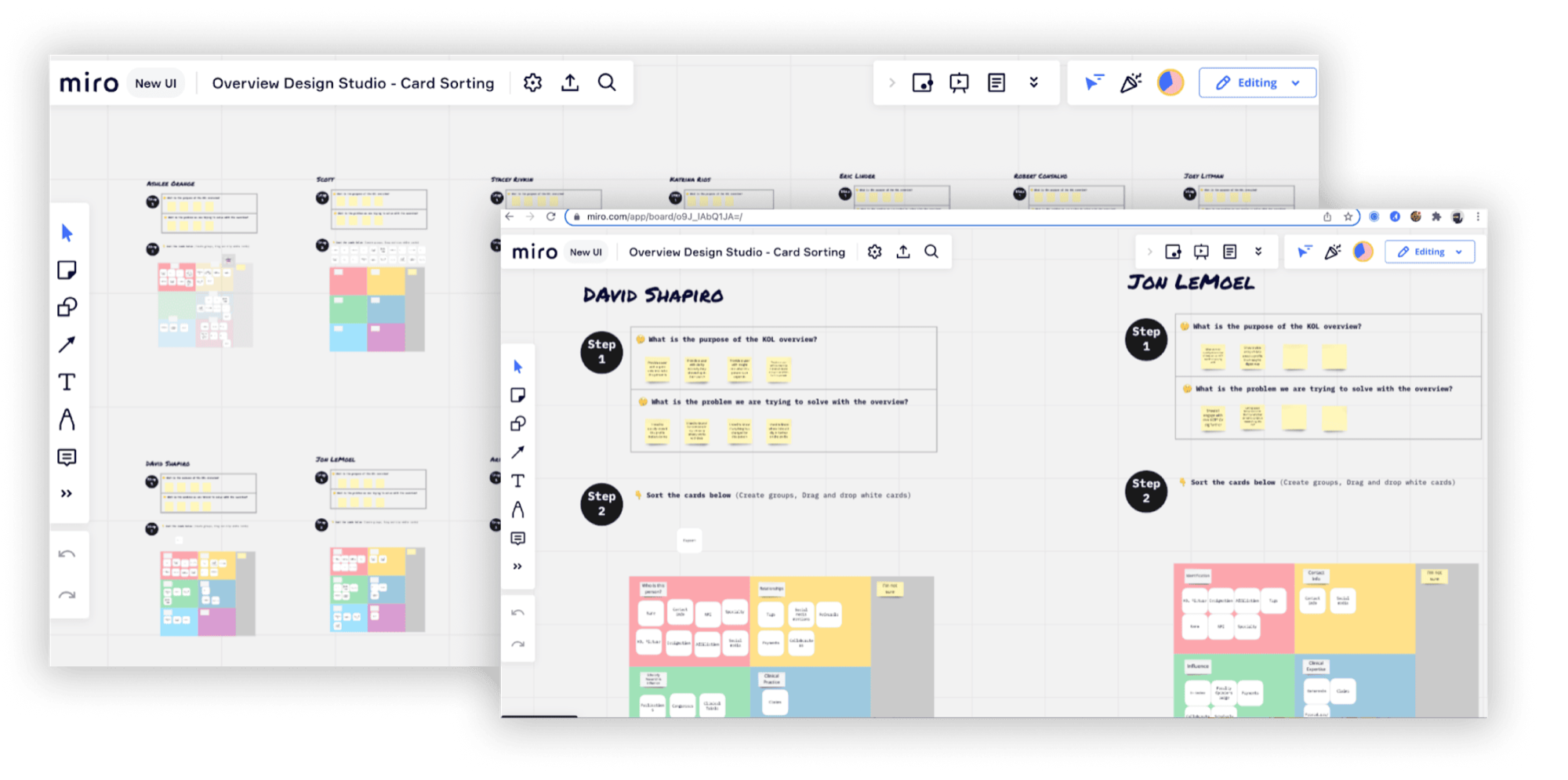 Card-sorting design studio (Miro)
