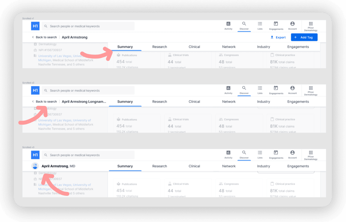 Sticky header options